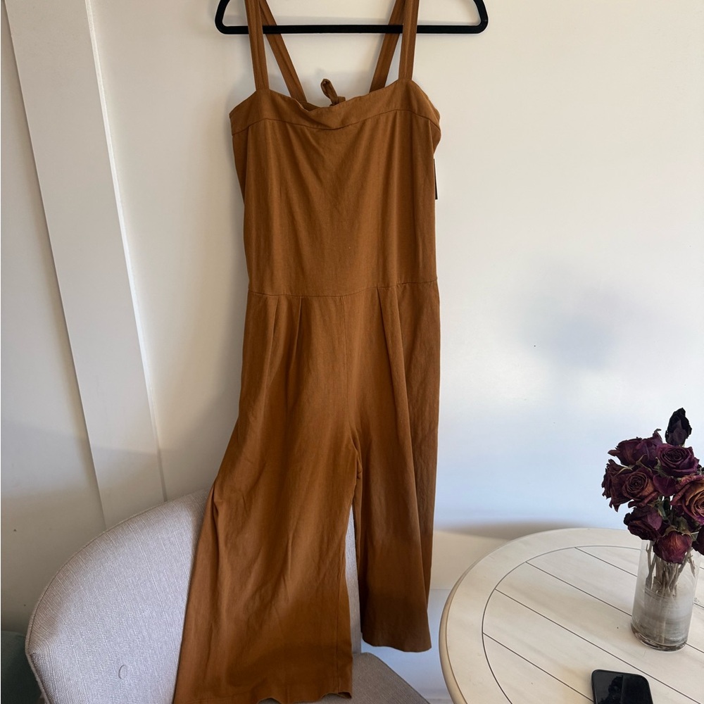 Elegant Tan Jumpsuit with Adjustable Straps